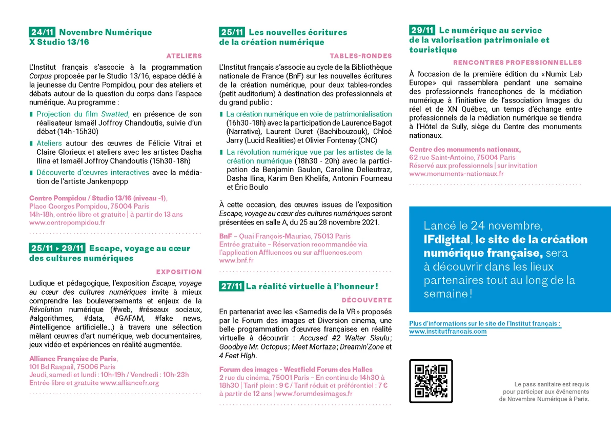 Le programme de Novembre Numérique à Paris