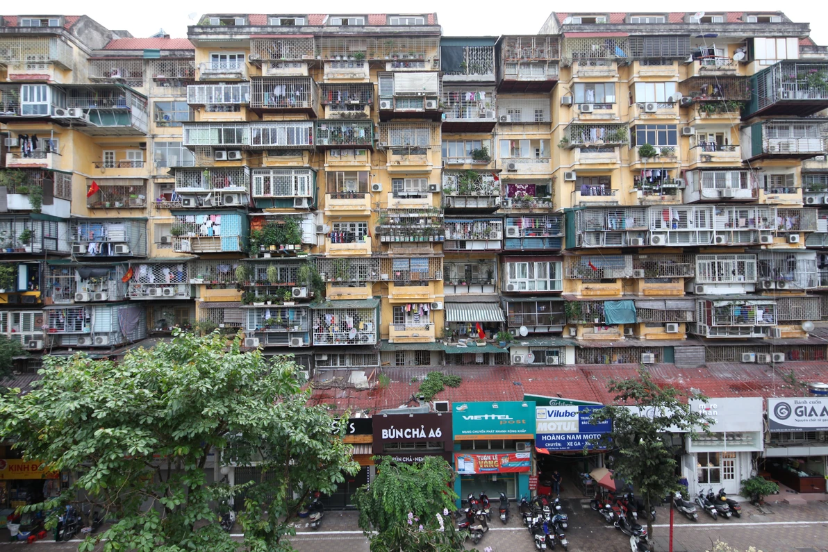 Vue d’ensemble d’un immeuble de logements KTT ; Hano?, Viêt Nam – 2018