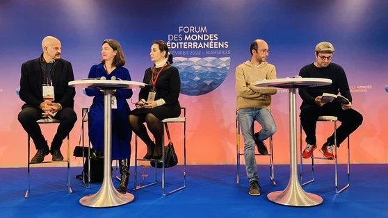 (de gauche à droite) Karim Ben Sma?l, Mariane Cosserat, Nora Bouzida, Lotfi Nia et Hadrien Bels