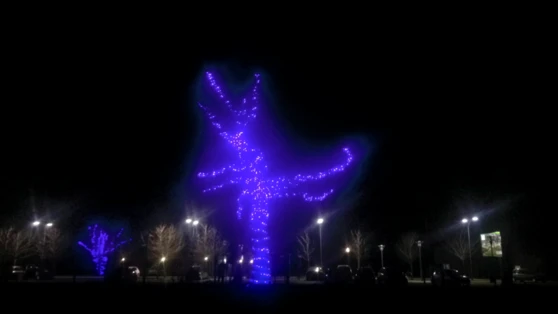 Les Nouveaux Commanditaires, 13 Lighted trees, permanent installation, Moulins, 2016